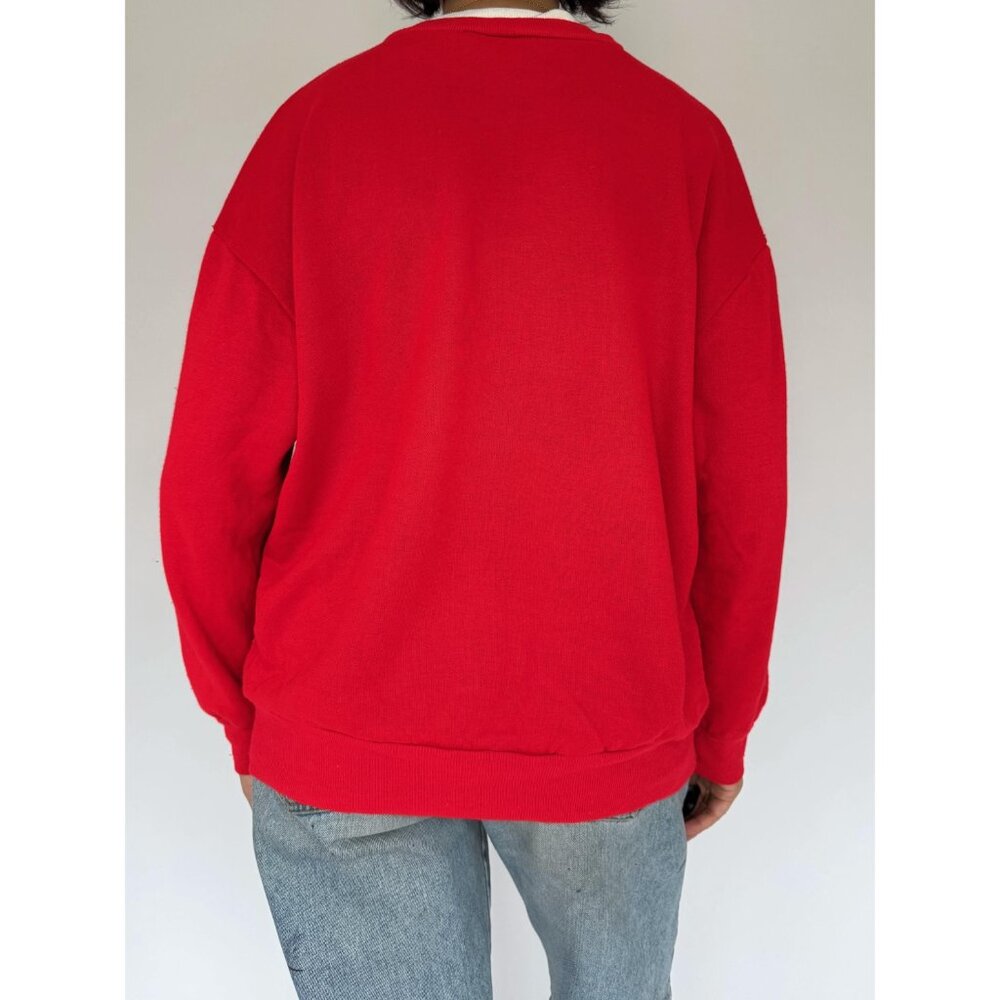 90s vintage red christmas festive holiday animal graphic pullover sweatshirt - Picture 5 of 8